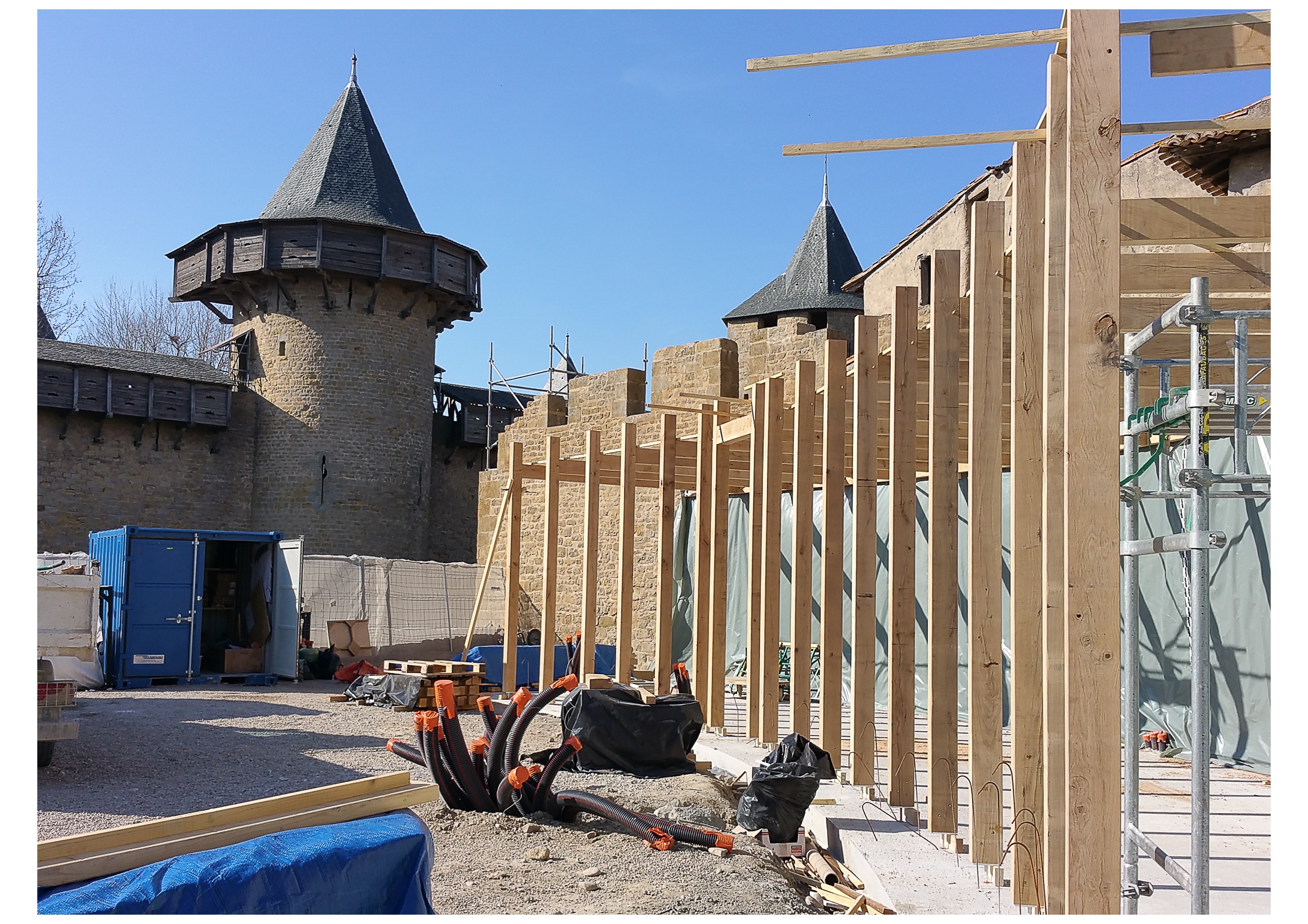 CARCASSONNE BARBACANE VUE CHANTIER 3