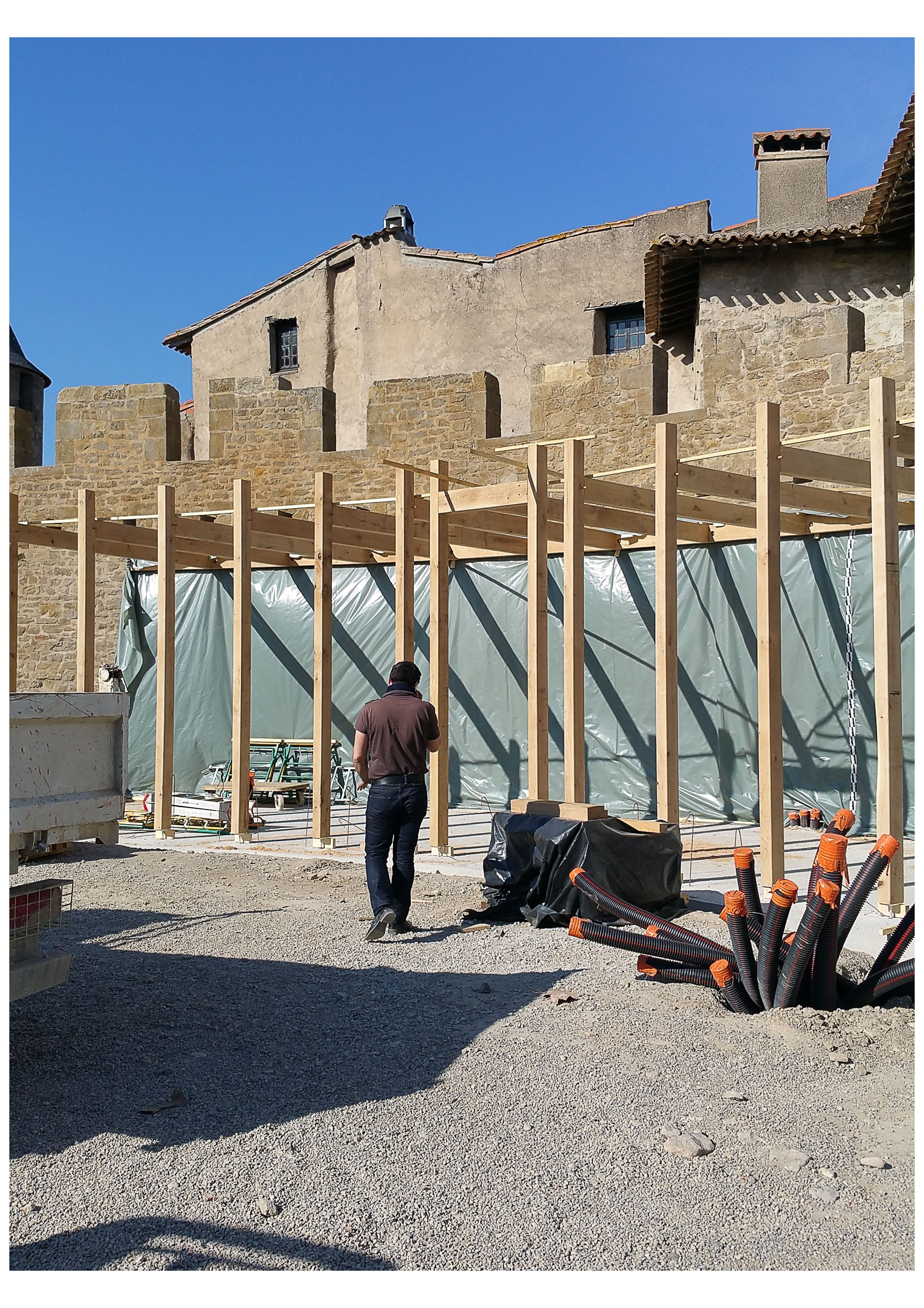 CARCASSONNE BARBACANE VUE CHANTIER 6